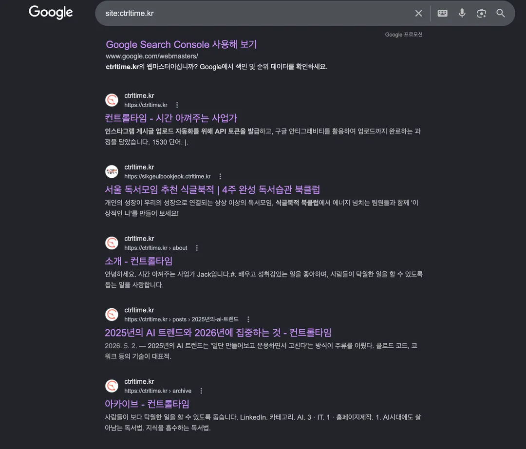 ctrltime site indexing status